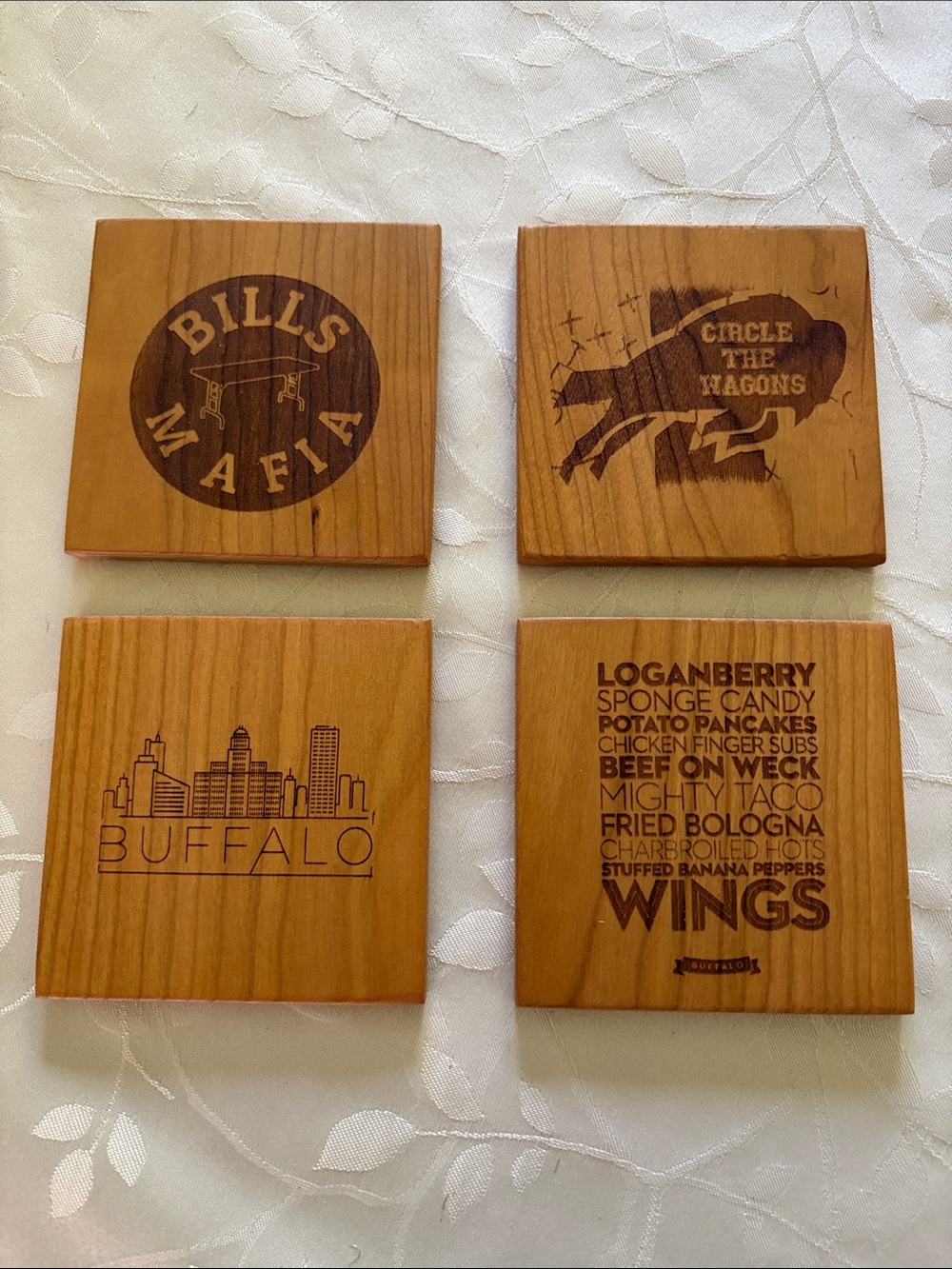 NEW LISTING Buffalo Wooden Coasters Set of 4